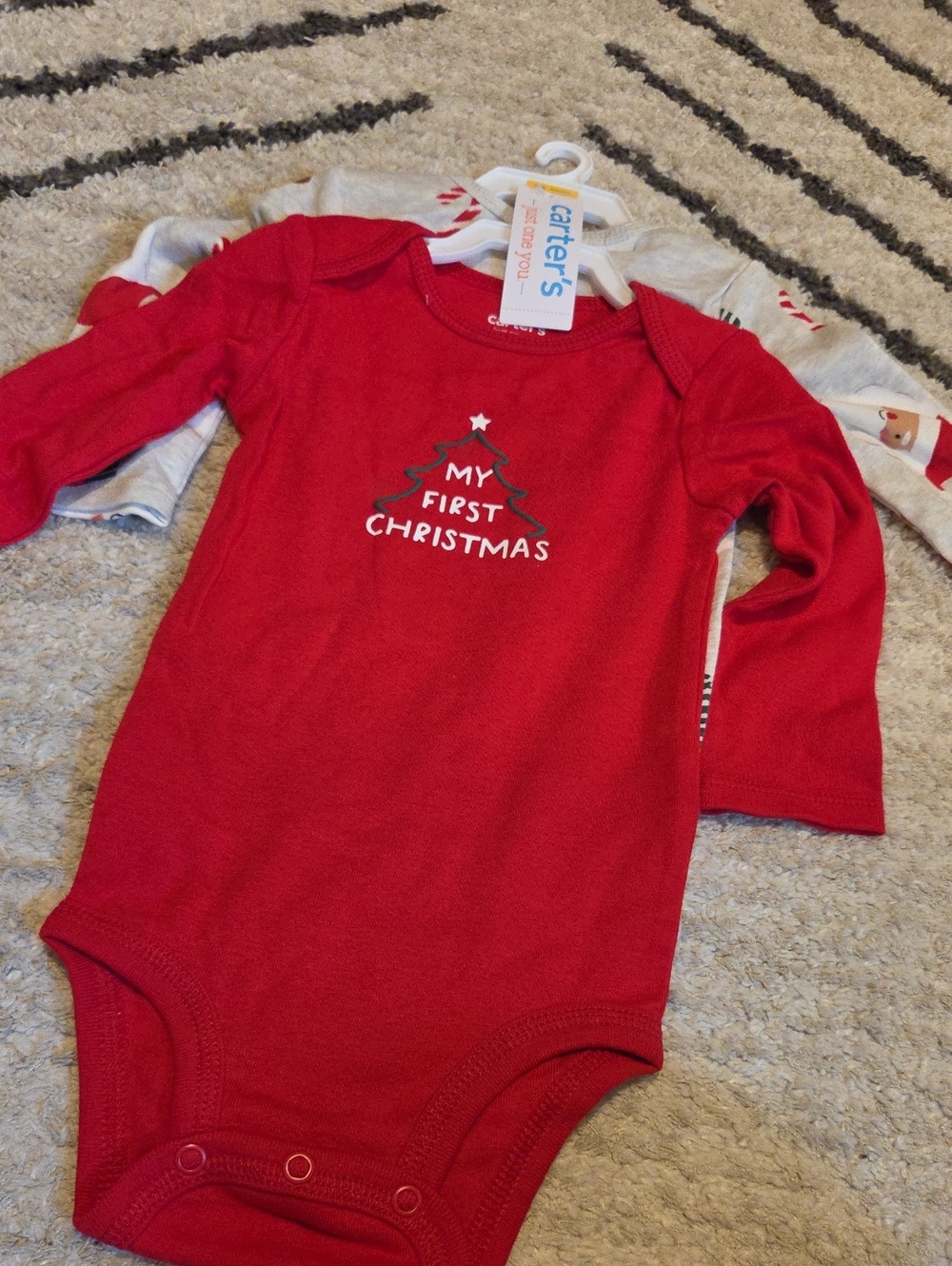 Carter's Red 'My First Christmas' Long-Sleeve Baby One-Piece